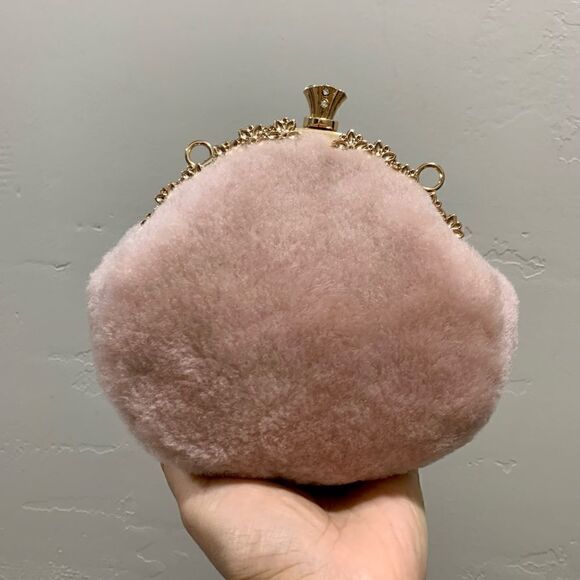 Handmade Cute Real Shearling Perfume Bottle Shaped Clutch/Wristlet/Crossbody - Picture 11 of 15